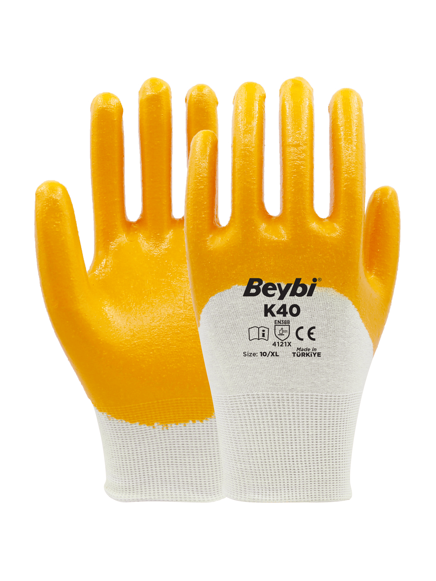 BEYBİ K40 NİTRİL KAPLI PAMUK ELDİVEN NO:10