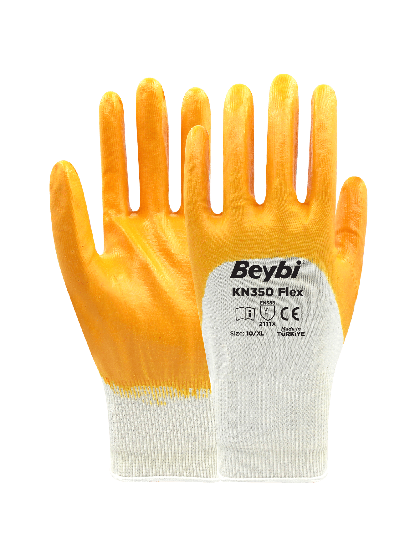 BEYBİ KN350 FLEX NİTRİL KAPLI PAMUK ELDİVEN NO:10