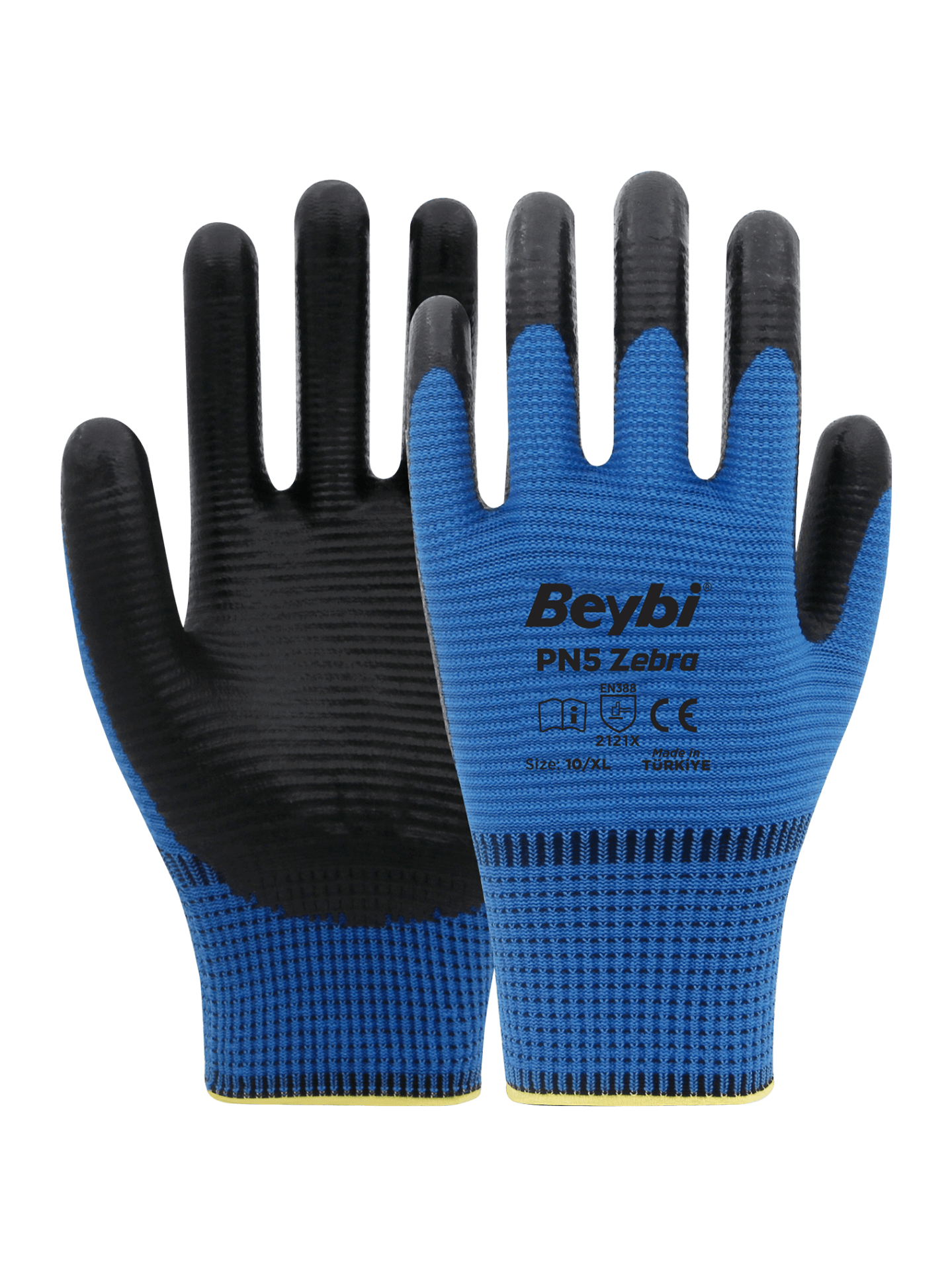 BEYBİ PN5 ZEBRA NİTRİL KAPLI POLYESTER ELDİVEN NO:10