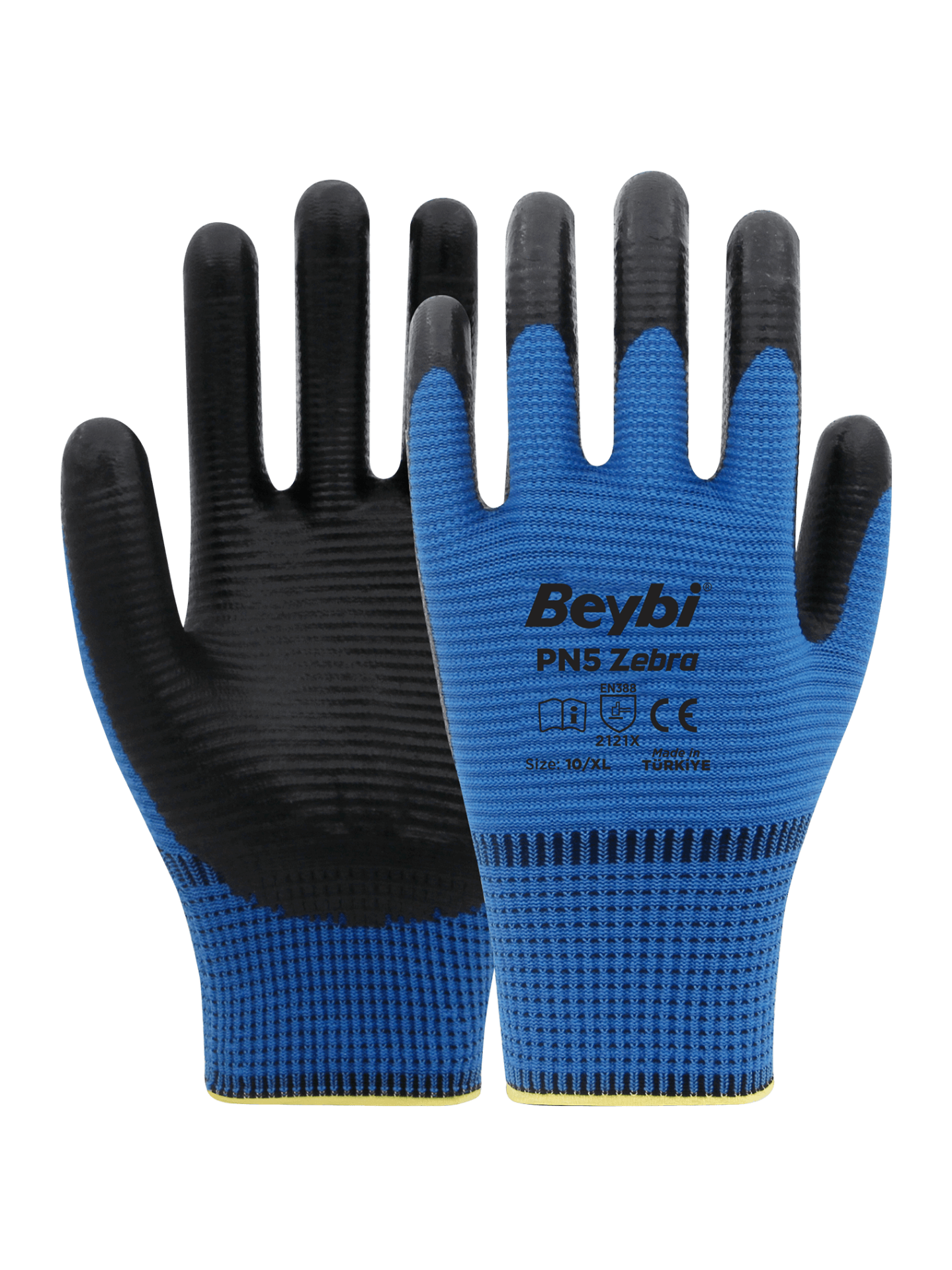 BEYBİ PN5 ZEBRA NİTRİL KAPLI POLYESTER ELDİVEN NO:10