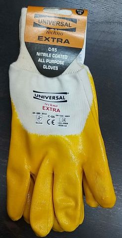 UNİVERSAL C55 EXTRA NİTRİL KAPLI PAMUK ELDİVEN NO:10