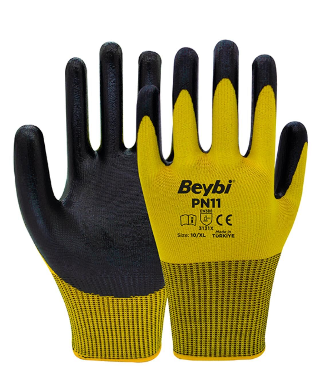 BEYBİ PN11 NİTRİL KAPLI POLYESTER ELDİVEN NO:10